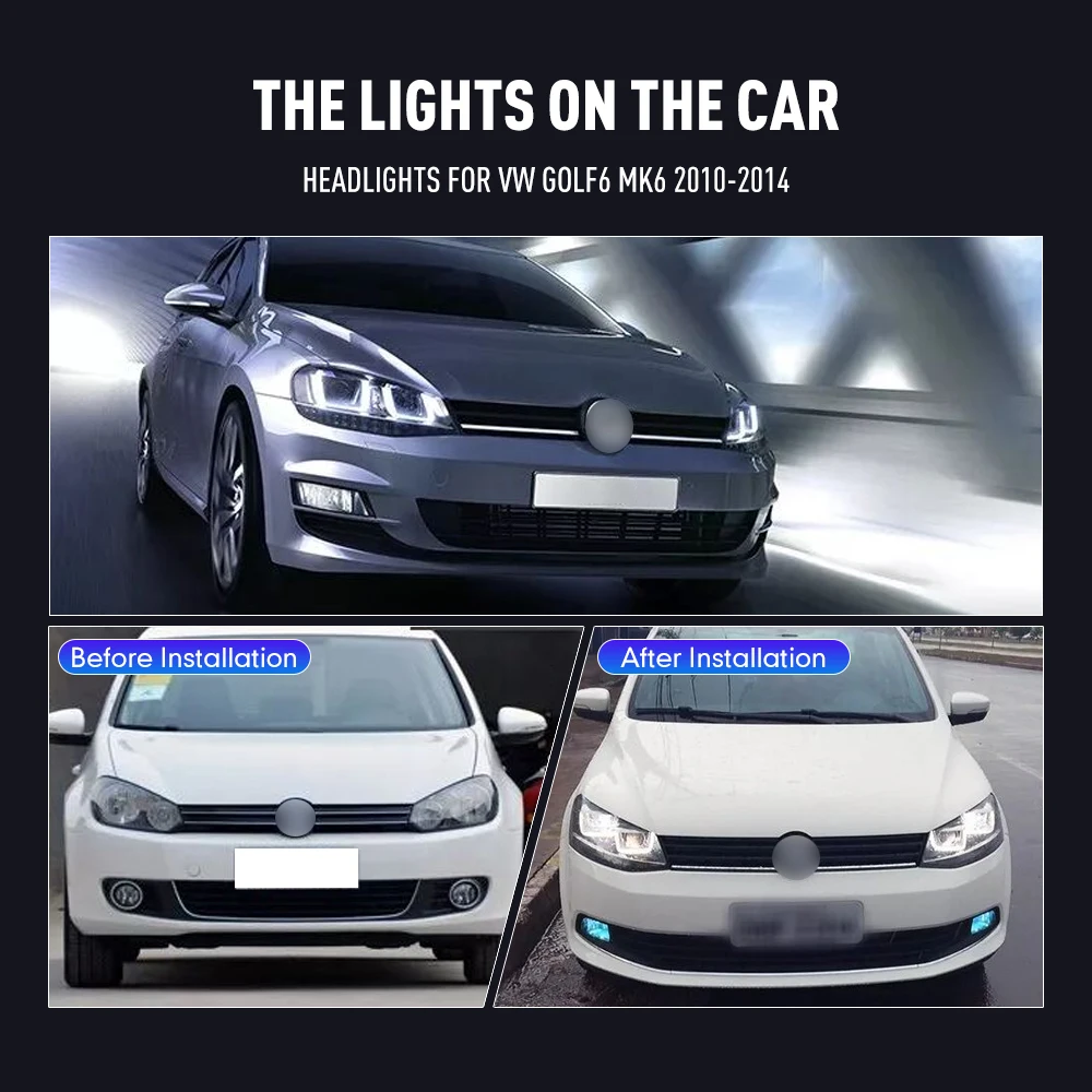 Running Headlamp - 폭스바겐 골프6 MK6 2010-2014용 자동차 스타일링