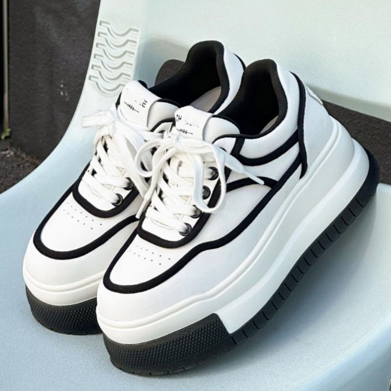 Running Shoes Women - 새로운 가죽 여성용 화이트 통기성 캐주얼