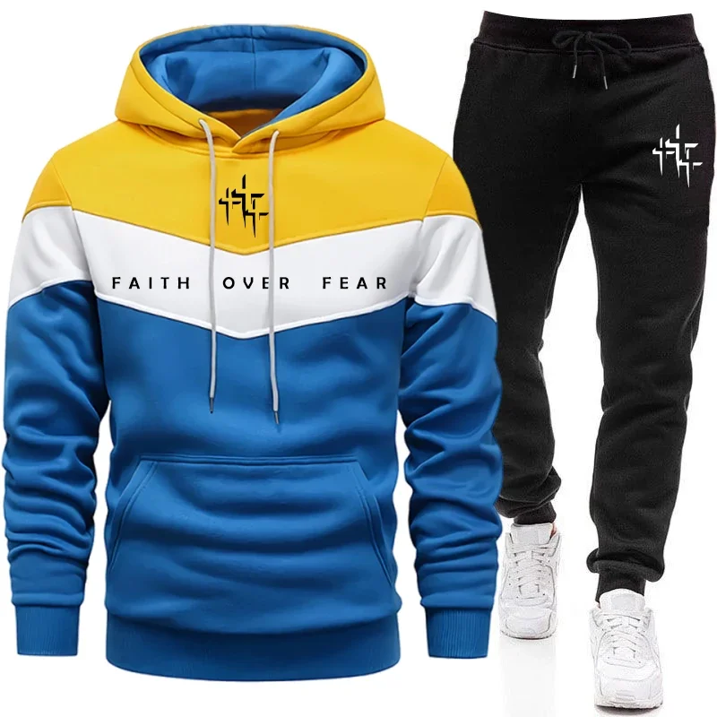 Faith Over Fear 남성용 트랙수트 후드 티셔 - Joggers Pants 리뷰 및 가격