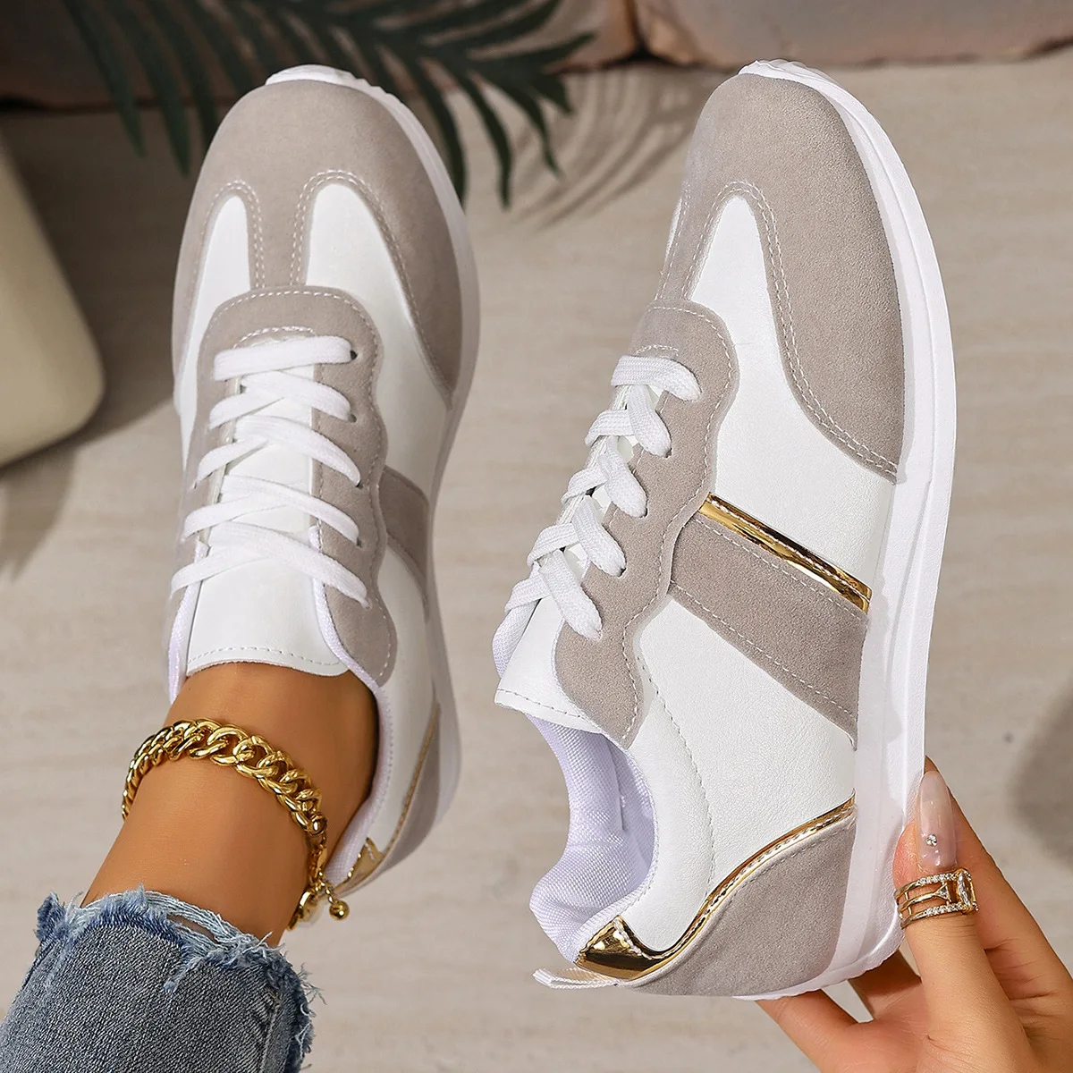 캐주얼한 스타일의 여성용 로우탑 운동화, 평평한 밑창, - Running Shoes Women 리뷰 및 가격