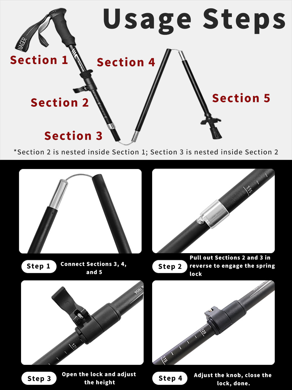 접이식 트레킹 폴 7075 알루미늄 초경량 조절 가능한 - Trekking Pole Carbon 리뷰 및 가격