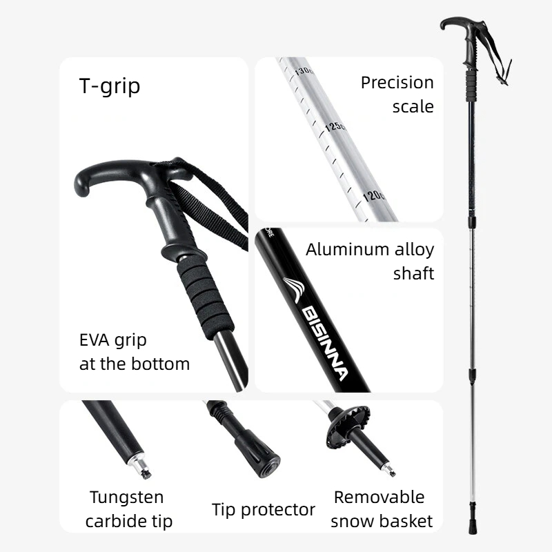 BISINNA 2개입 T자 손잡이 등산 스틱, 알루미늄 - Trekking Pole Carbon 리뷰 및 가격