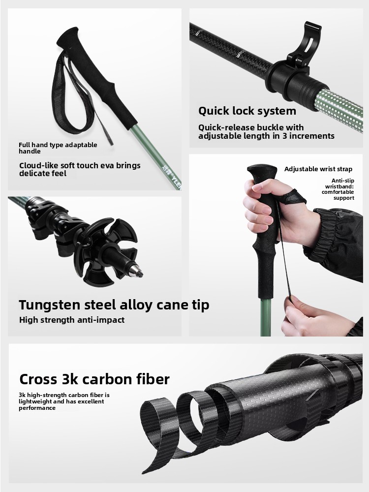 전문가용 3K 카본 파이버 트레킹 폴 초경량 텔레스코픽 - Trekking Pole Carbon 리뷰 및 가격