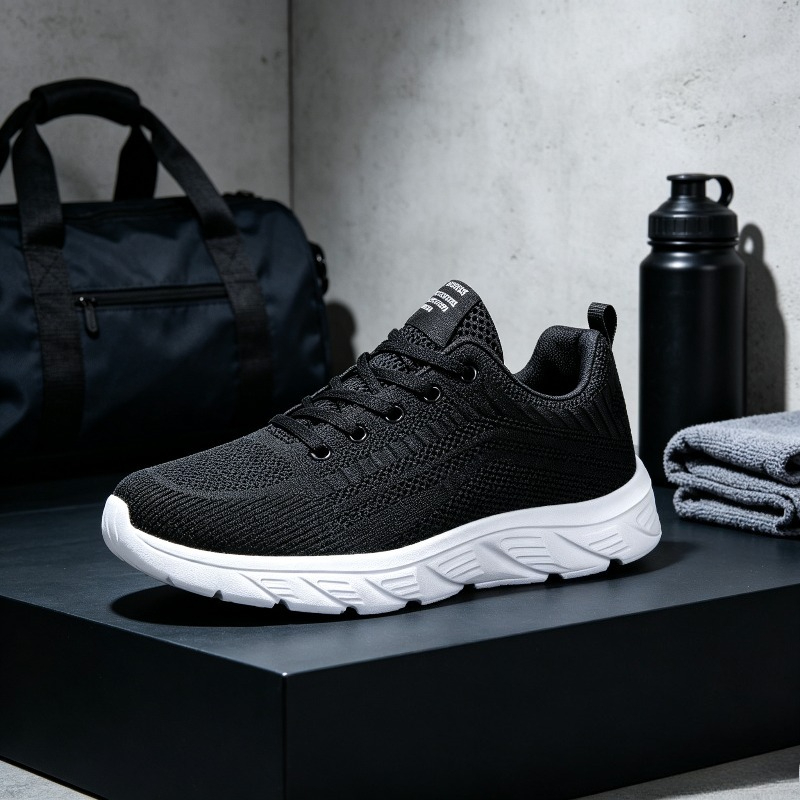 남성용 통기성 니트 스니커즈, 흰색, 두꺼운 밑창, 끈 - Running Shoes Men 리뷰 및 가격